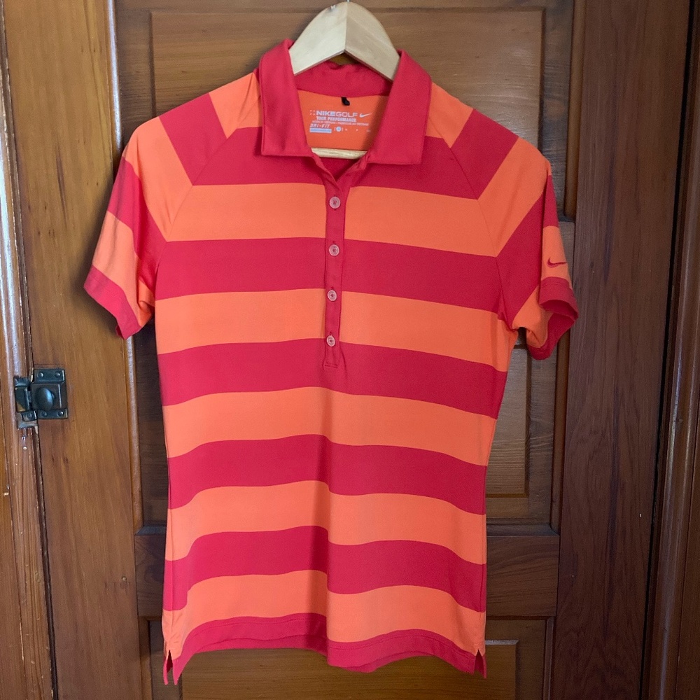 Women Small Striped Nike Dri-Fit Golf Shirt